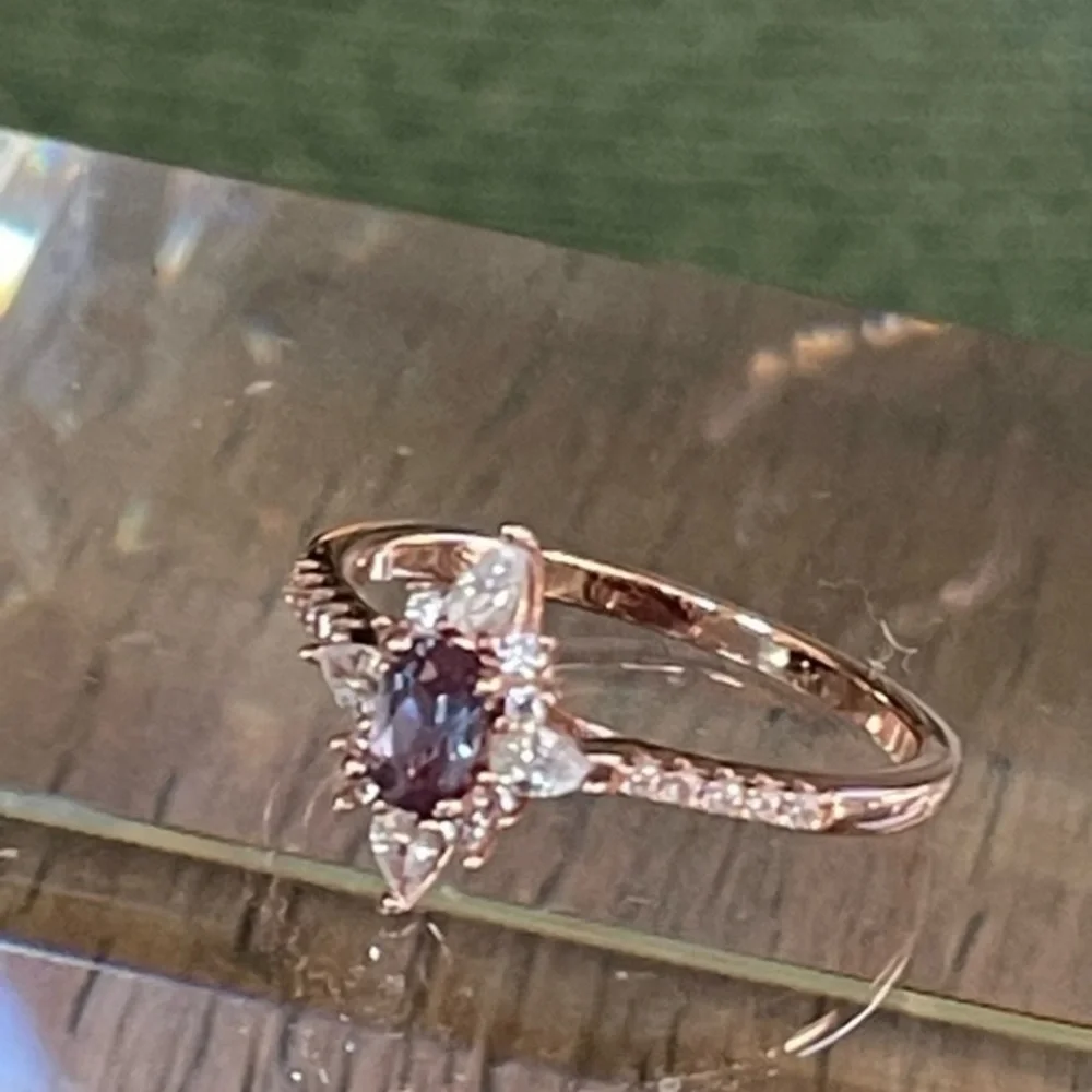 Alexandrite and Zircon Rose Gold Ring - Picture 9 of 15